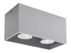 Lámparas de techo Quadx maxi moderno de aluminio - 2 fuentes luminosas 4000K - L.20 x A.10 cm - gris