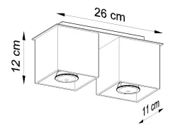 Lámparas de techo Quadx moderno de aluminio - 2 fuentes luminosas 4000K - L.26 x A.12 cm - negro