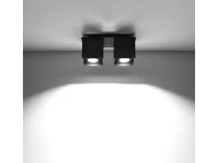 Lámparas de techo Quadx moderno de aluminio - 2 fuentes luminosas 4000K - L.26 x A.12 cm - negro