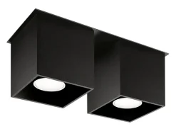 Lámparas de techo Quadx moderno de aluminio - 2 fuentes luminosas 4000K - L.26 x A.12 cm - negro