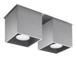 Lámparas de techo Quadx moderno de aluminio - 2 fuentes luminosas 4000K - L.26 x A.12 cm - gris
