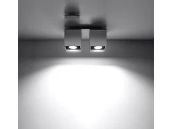 Lámparas de techo Quadx moderno de aluminio - 2 fuentes luminosas 4000K - L.26 x A.12 cm - gris