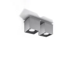 Lámparas de techo Quadx moderno de aluminio - 2 fuentes luminosas 3000K - L.26 x A.12 cm - gris
