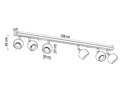 Lámparas de techo Rayis moderno de acero - 6 fuentes luminosas 4000K - L.118 x A.16 cm - blanco