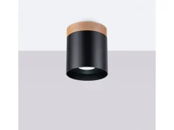 Lámparas De Techo Rif Escandinavo De Madera/Aluminio - 1 Fuentes Luminosas - L.12 X A.14 Cm - Negro/Madera Natural