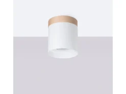 Lámparas De Techo Rif Escandinavo De Madera/Aluminio - 1 Fuentes Luminosas - L.12 X A.14 Cm - Blanco/Madera Natural