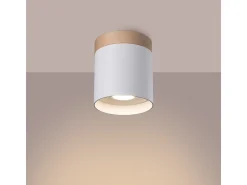Lámparas De Techo Rif Escandinavo De Madera/Aluminio - 1 Fuentes Luminosas - L.12 X A.14 Cm - Blanco/Madera Natural