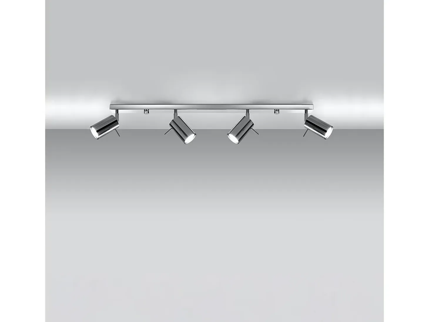 Lámparas De Techo Ring Moderno De Acero - 4 Fuentes Luminosas - L.80 X A.16 Cm - Cromo