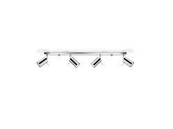 Lámparas De Techo Ring Moderno De Acero - 4 Fuentes Luminosas - L.80 X A.16 Cm - Cromo