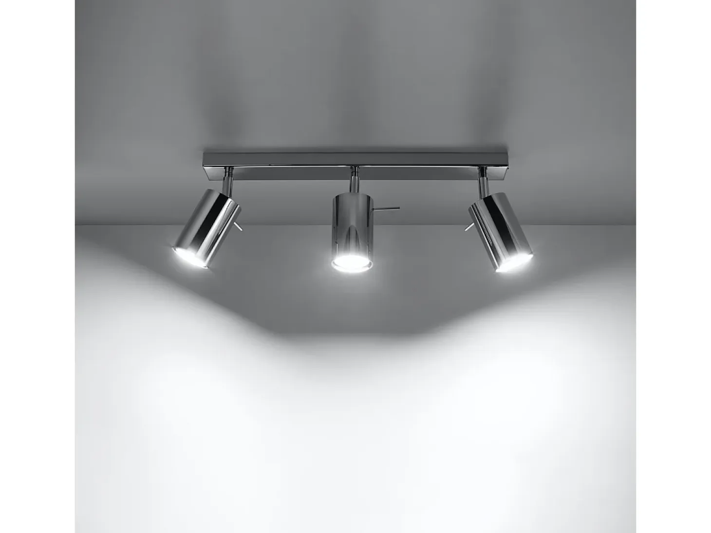 Lámparas De Techo Ring Moderno De Acero - 3 Fuentes Luminosas - L.45 X A.16 Cm - Cromo