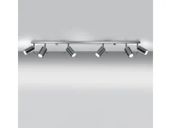 Lámparas De Techo Ring Moderno De Acero - 6 Fuentes Luminosas - L.118 X A.16 Cm - Cromo