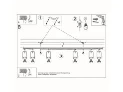 Lámparas De Techo Ring Moderno De Acero - 6 Fuentes Luminosas - L.118 X A.16 Cm - Cromo
