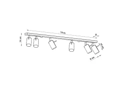 Lámparas De Techo Ring Moderno De Acero - 6 Fuentes Luminosas - L.118 X A.16 Cm - Cromo