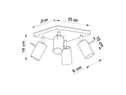 Lámparas De Techo Ring Moderno De Acero - 4 Fuentes Luminosas - L.25 X A.16 Cm - Cromo
