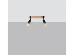 Lámparas de techo Shad moderno de acero/madera - 2 fuentes luminosas 3000K - L.38 x A.14 cm - madera negra