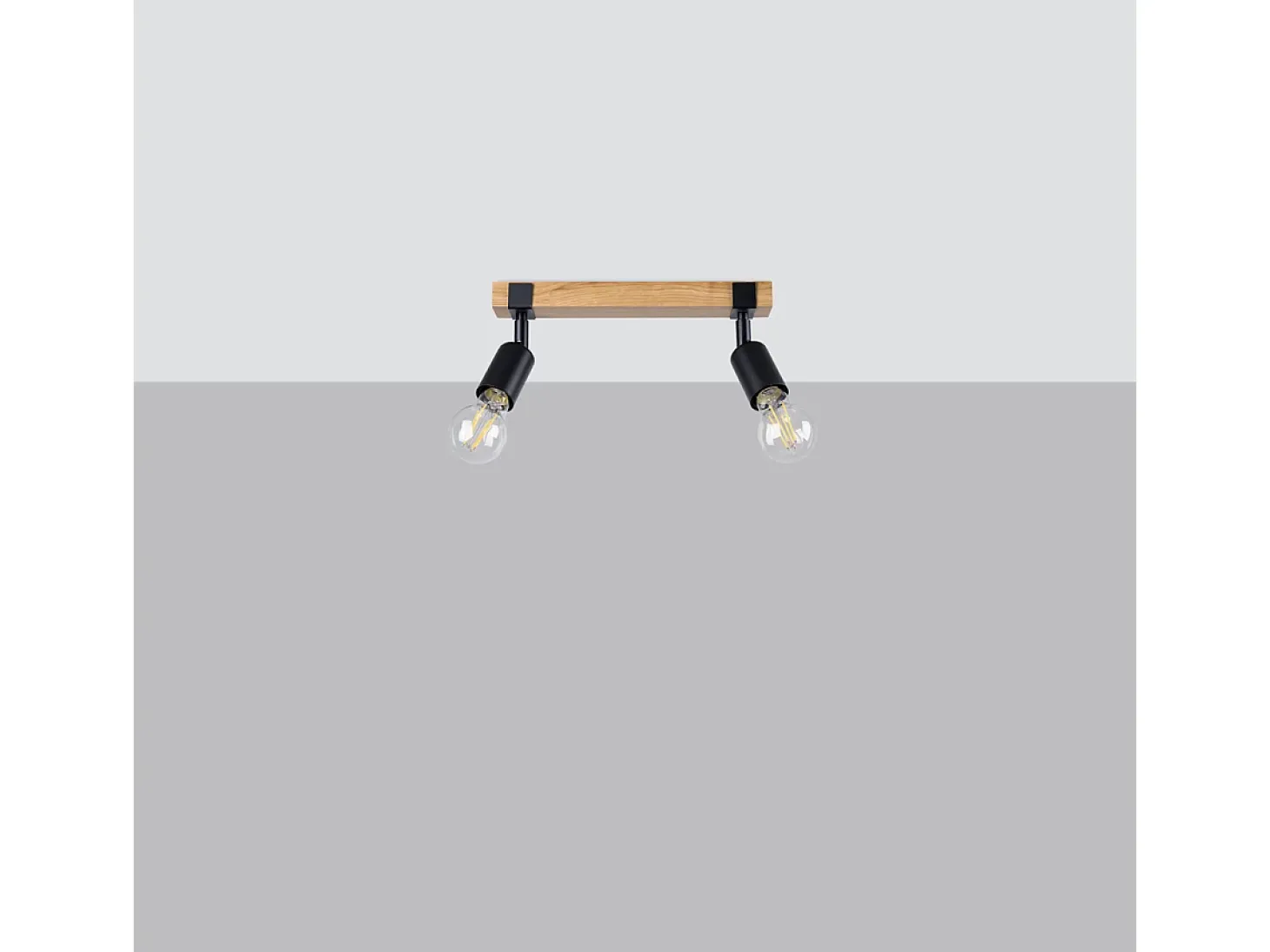 Lámparas de techo Shad moderno de acero/madera - 2 fuentes luminosas 3000K - L.38 x A.14 cm - madera negra