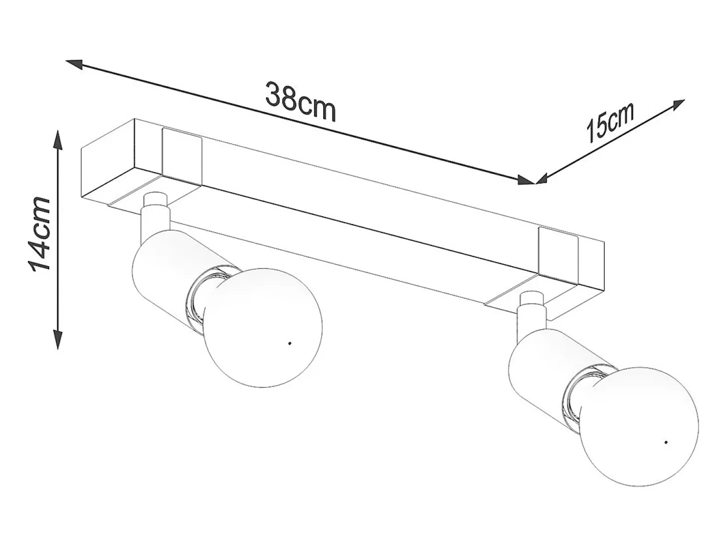 Lámparas de techo Shad moderno de acero/madera - 2 fuentes luminosas 3000K - L.38 x A.14 cm - madera negra