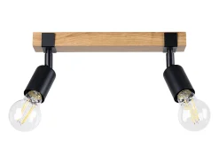 Lámparas de techo Shad moderno de acero/madera - 2 fuentes luminosas 3000K - L.38 x A.14 cm - madera negra