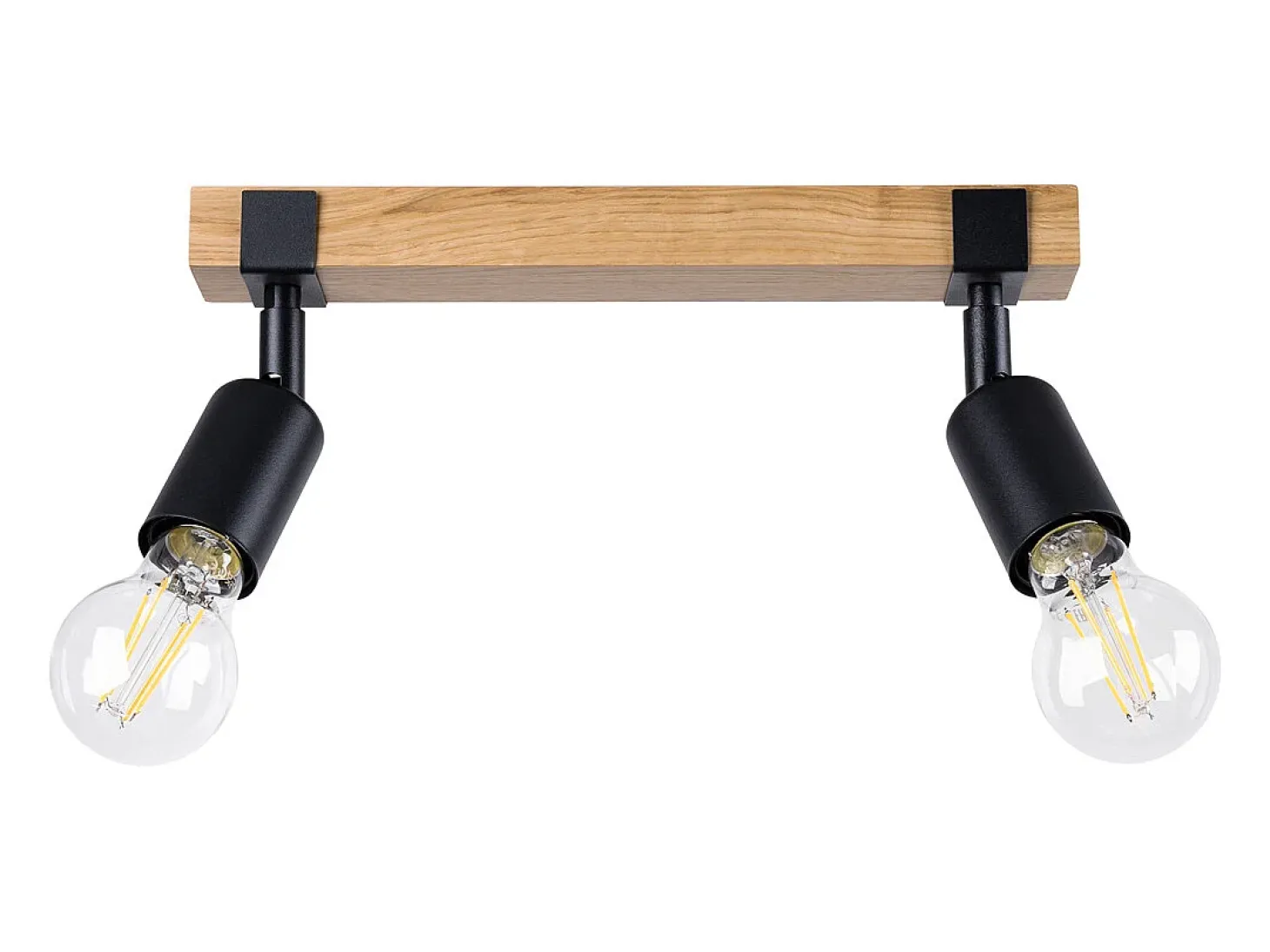 Lámparas de techo Shad moderno de acero/madera - 2 fuentes luminosas 3000K - L.38 x A.14 cm - madera negra
