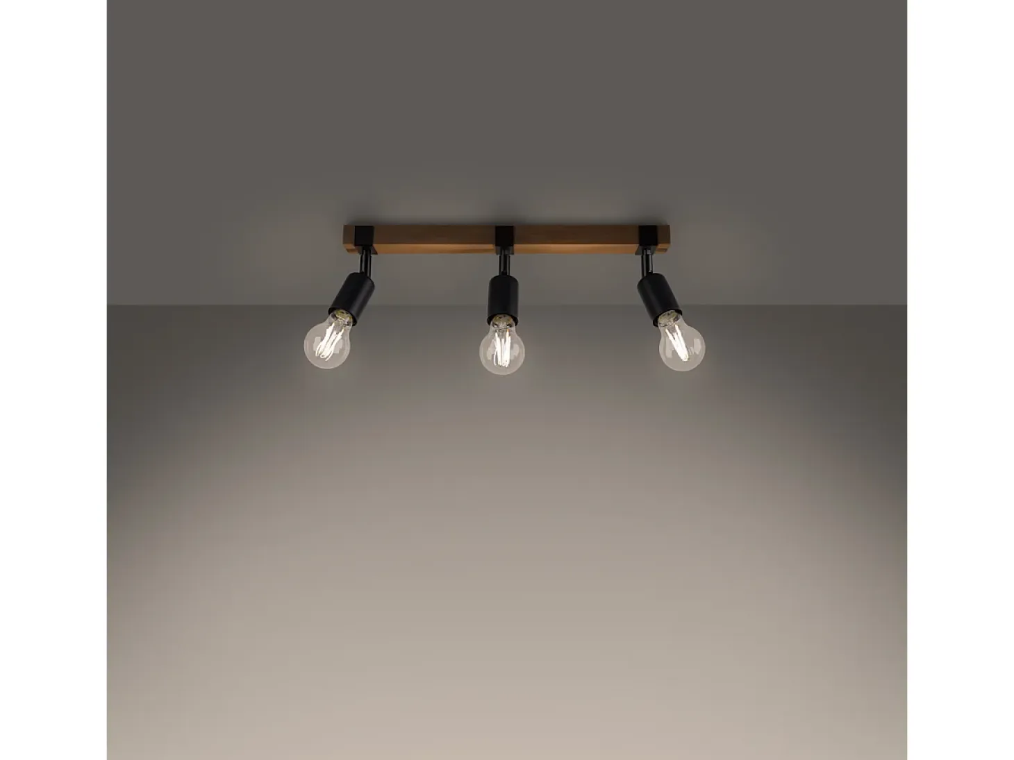 Lámparas de techo Shad moderno de acero/madera - 3 fuentes luminosas 4000K - L.53 x A.14 cm - madera negra