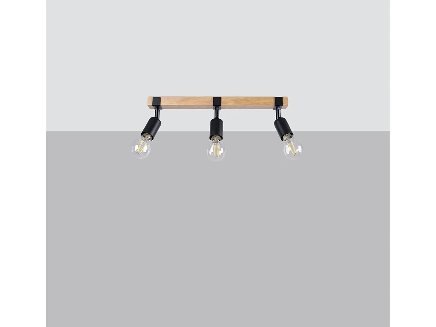 Lámparas de techo Shad moderno de acero/madera - 3 fuentes luminosas 3000K - L.53 x A.14 cm - madera negra