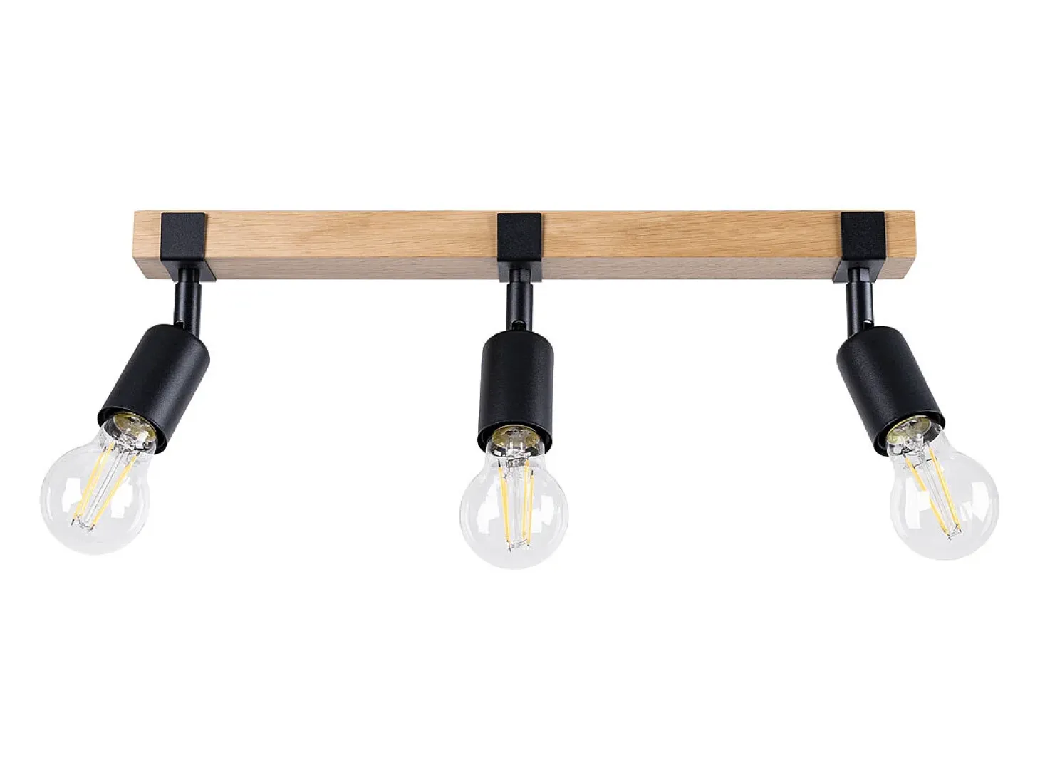 Lámparas de techo Shad moderno de acero/madera - 3 fuentes luminosas 3000K - L.53 x A.14 cm - madera negra