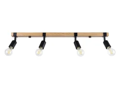 Lámparas de techo Shad moderno de acero/madera - 4 fuentes luminosas 4000K - L.89 x A.14 cm - madera negra