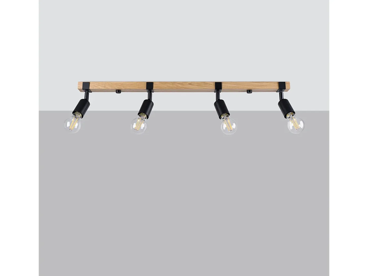 Lámparas de techo Shad moderno de acero/madera - 4 fuentes luminosas 3000K - L.89 x A.14 cm - madera negra