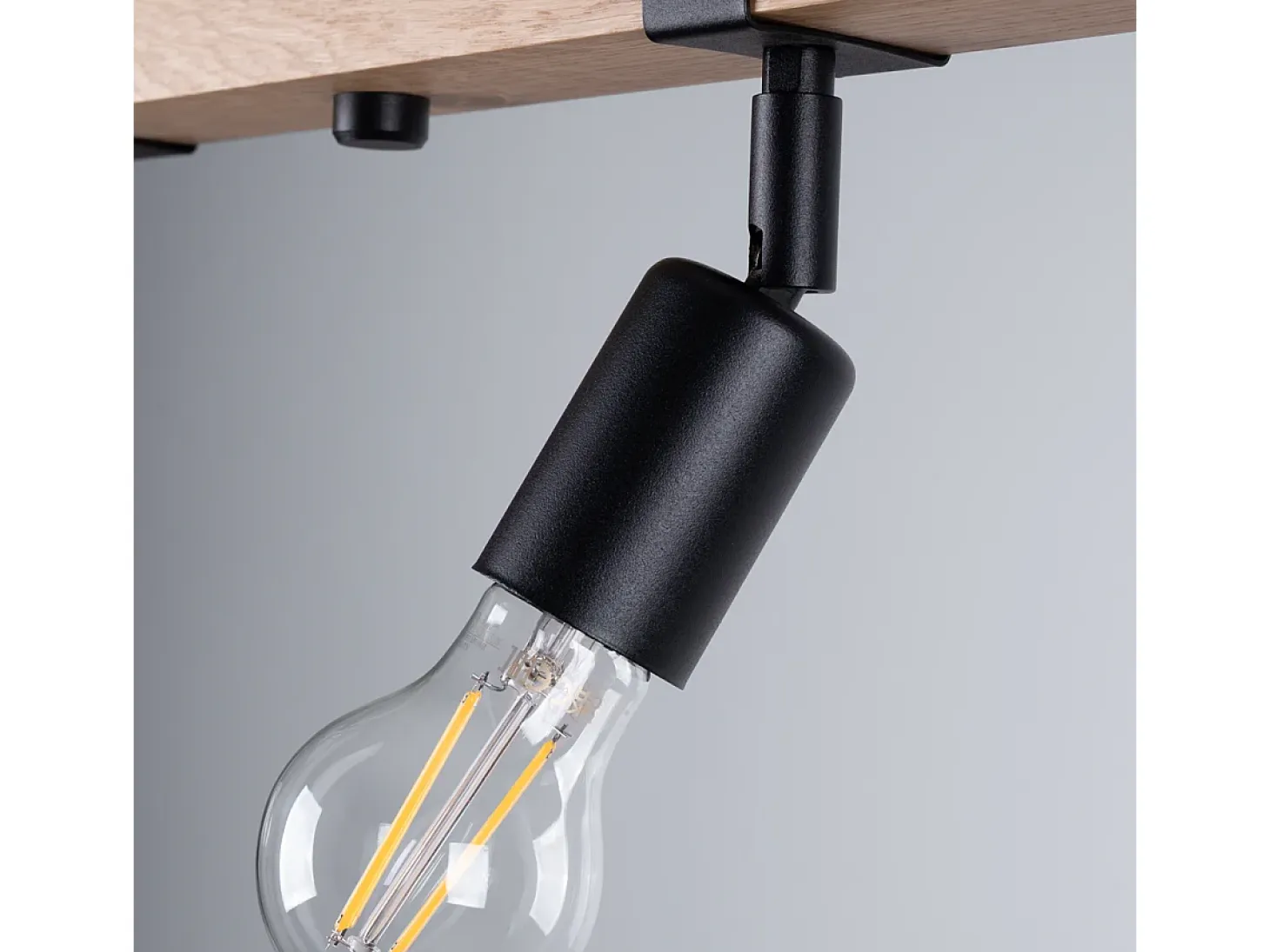 Lámparas de techo Shad moderno de acero/madera - 4 fuentes luminosas 3000K - L.89 x A.14 cm - madera negra