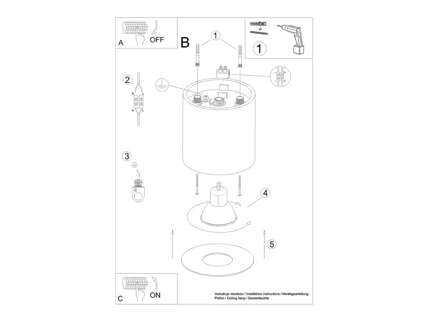 Lámparas de techo Shiis minimalista de aluminio - 1 fuentes luminosas 4000K - L.12 x A.11 cm - blanco