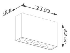 Lámparas De Techo Sole Minimalista De Aluminio - 5 Fuentes Luminosas - L.13,7 X A.8,3 Cm - Negro