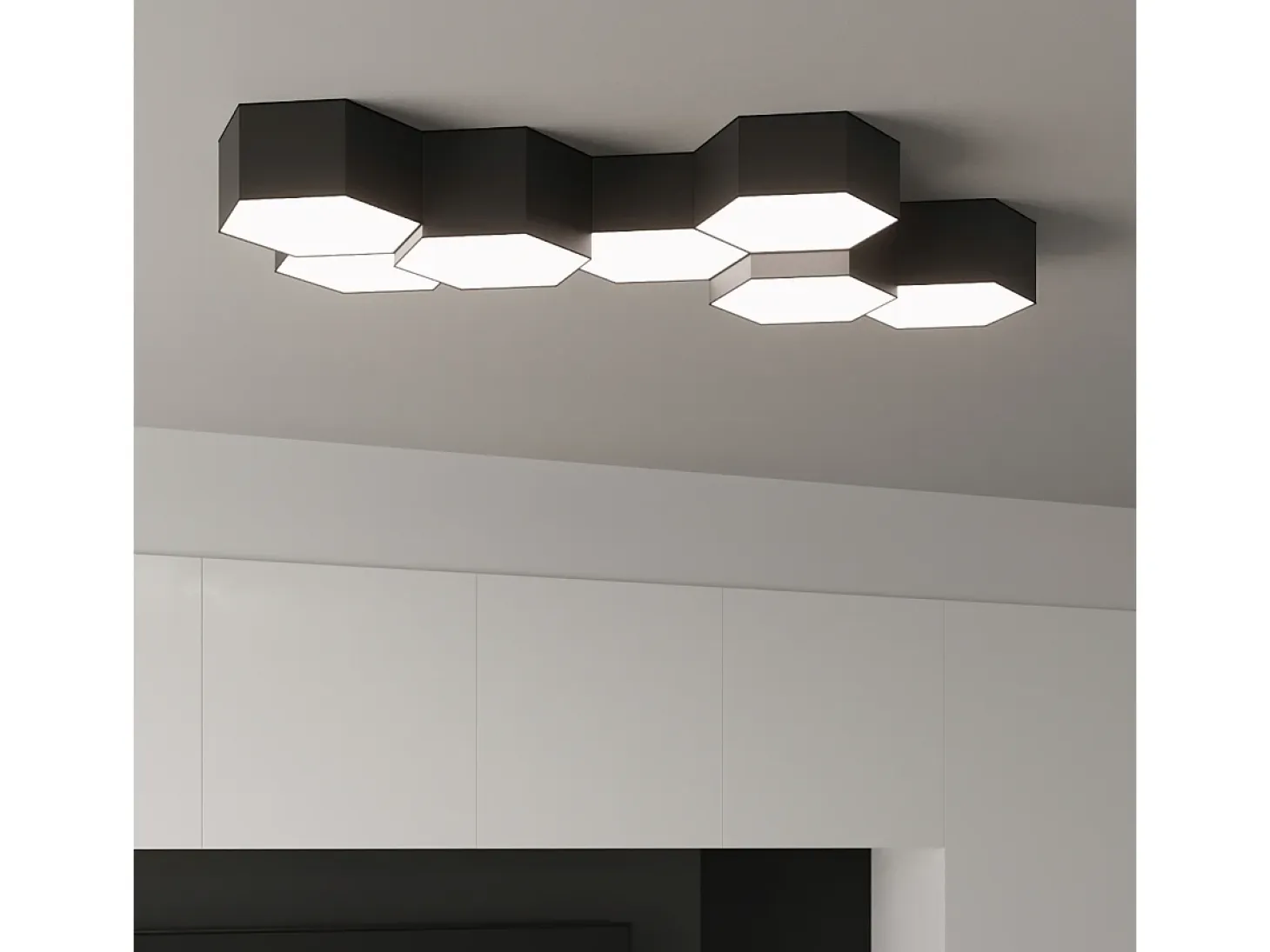 Lámparas de techo Solinia moderno de CLORURO DE POLIVINILO - 2 fuentes luminosas 4000K - L.30,5 x A.15,5 cm - negro