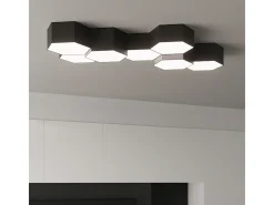 Lámparas de techo Solinia moderno de CLORURO DE POLIVINILO - 2 fuentes luminosas 3000K - L.30,5 x A.15,5 cm - negro