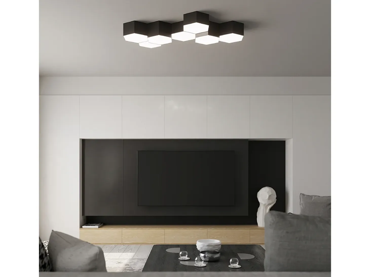 Lámparas de techo Solinia moderno de CLORURO DE POLIVINILO - 2 fuentes luminosas 3000K - L.30,5 x A.13,5 cm - negro