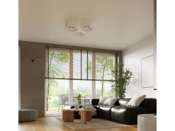 Lámparas de techo Straylon escandinavo de tela/madera/acero - 1 fuentes luminosas 4000K - L.35 x A.20 cm - blanco/marrón oscuro