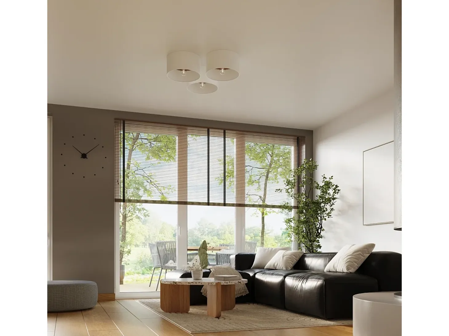 Lámparas de techo Straylon escandinavo de tela/madera/acero - 1 fuentes luminosas 4000K - L.35 x A.20 cm - blanco/marrón oscuro