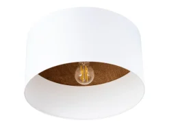 Lámparas de techo Straylon escandinavo de tela/madera/acero - 1 fuentes luminosas 3000K - L.35 x A.20 cm - blanco/marrón oscuro