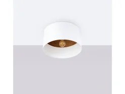Lámparas de techo Straylon escandinavo de tela/madera/acero - 1 fuentes luminosas 3000K - L.35 x A.20 cm - blanco/marrón oscuro