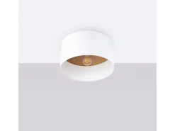 Lámparas de techo Straylon escandinavo de tela/madera/acero - 1 fuentes luminosas 3000K - L.35 x A.20 cm - blanco/marrón claro