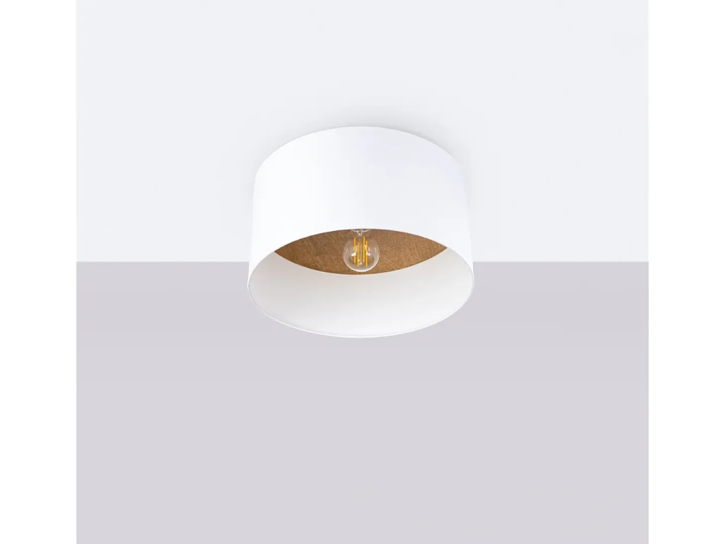 Lámparas de techo Straylon escandinavo de tela/madera/acero - 1 fuentes luminosas 3000K - L.35 x A.20 cm - blanco/marrón claro