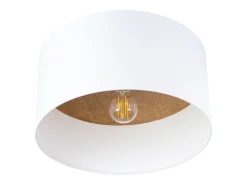 Lámparas de techo Straylon escandinavo de tela/madera/acero - 1 fuentes luminosas 4000K - L.35 x A.20 cm - blanco/marrón claro