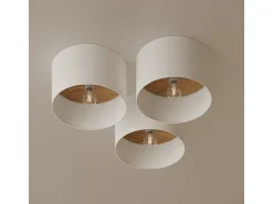 Lámparas de techo Straylon escandinavo de tela/madera/acero - 1 fuentes luminosas 4000K - L.35 x A.20 cm - blanco/marrón claro