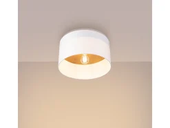 Lámparas de techo Straylon escandinavo de tela/madera/acero - 1 fuentes luminosas 4000K - L.35 x A.20 cm - blanco/marrón claro
