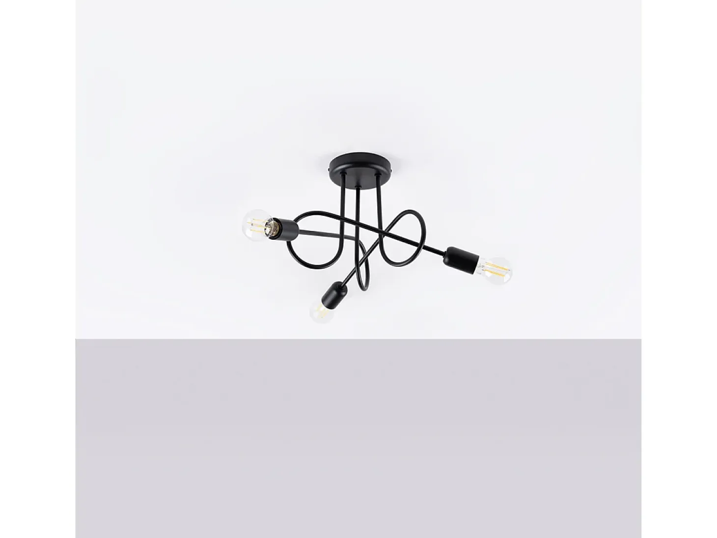 Lámparas De Techo Supeł Industrial De Acero - 3 Fuentes Luminosas - L.45 X A.35 Cm - Negro