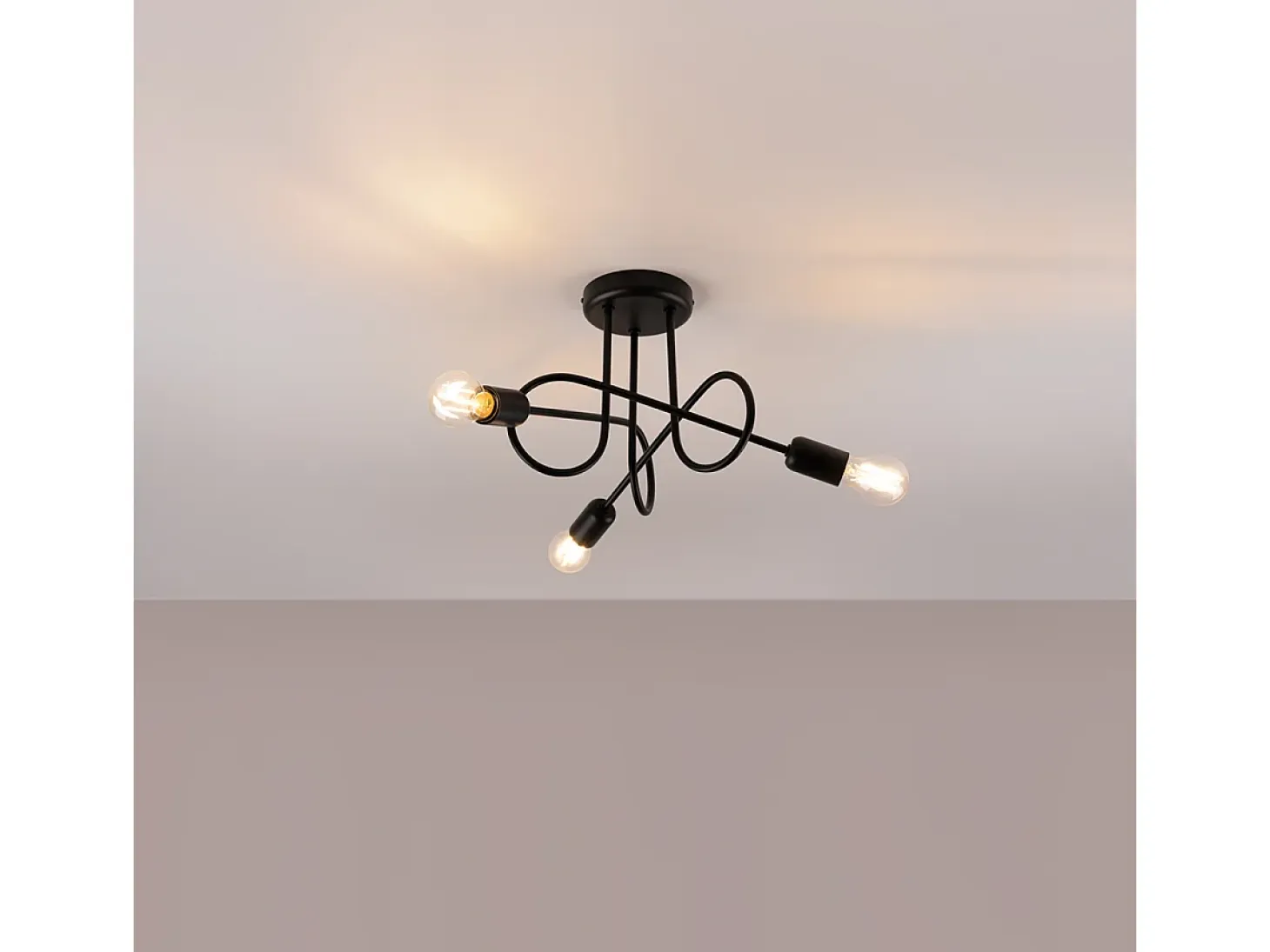 Lámparas De Techo Supeł Industrial De Acero - 3 Fuentes Luminosas - L.45 X A.35 Cm - Negro