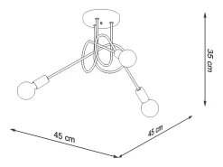 Lámparas De Techo Supeł Industrial De Acero - 3 Fuentes Luminosas - L.45 X A.35 Cm - Negro
