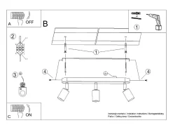 Lámparas de techo Synfex minimalista de acero - 3 fuentes luminosas 3000K - L.40 x A.13,5 cm - negro