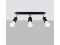 Lámparas de techo Synfex minimalista de acero - 3 fuentes luminosas 3000K - L.40 x A.13,5 cm - negro