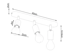 Lámparas de techo Synfex minimalista de acero - 3 fuentes luminosas 3000K - L.40 x A.13,5 cm - negro