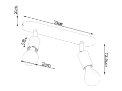 Lámparas de techo Synfex minimalista de acero - 2 fuentes luminosas 3000K - L.33 x A.13,5 cm - negro